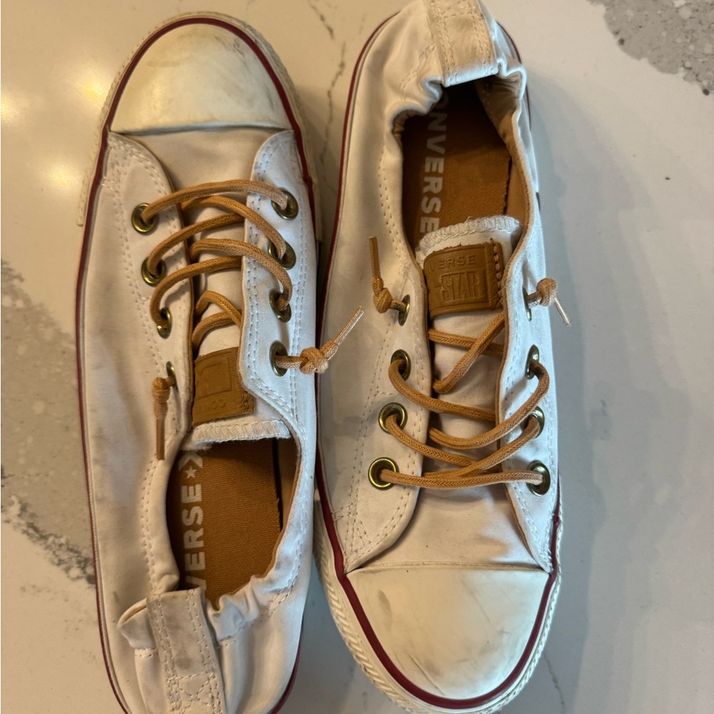 Converse Cream Sneakers with Red Accents